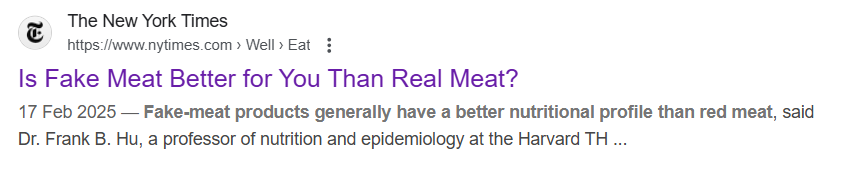NY Times Article Plant based Alternatives